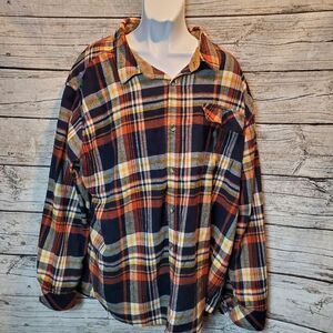 Legendary Whitetails Men's Plaid Button Down Shirt - Navy, Orange, Yellow